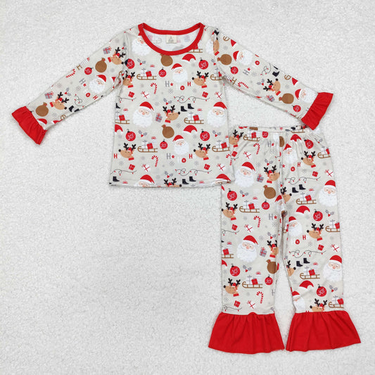 Baby Girls Christmas Party Santa Elk Bamboo Pajama Set