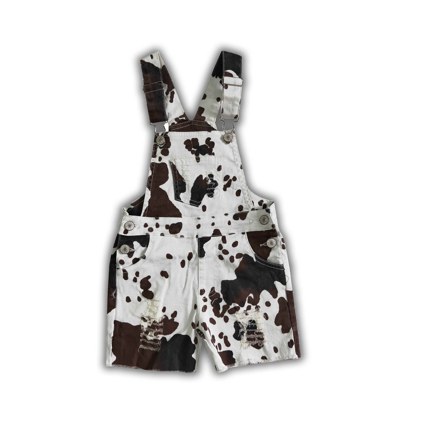 Kids Girls Summer Cow Denim Shorts Overall Pants