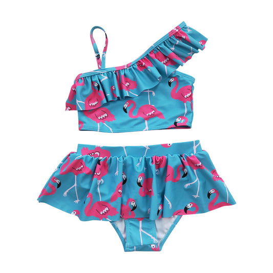 S0087 Girls Summer Flamingo Swimsuit