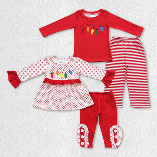 Toddler Sibling Christmas Light Pants Outfit