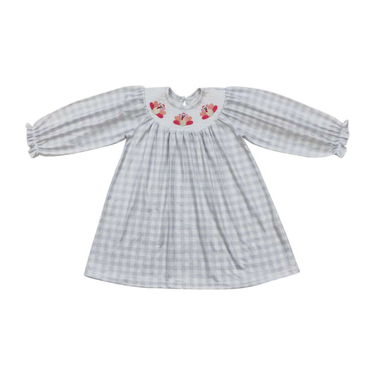 GLD0357 Cute Thanksgiving Turkey Smocked Dress