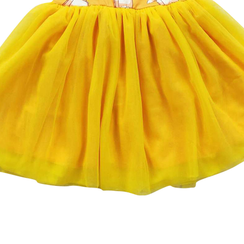 GSD0356 Cartoon Blue Dog Yellow Tulle Dress