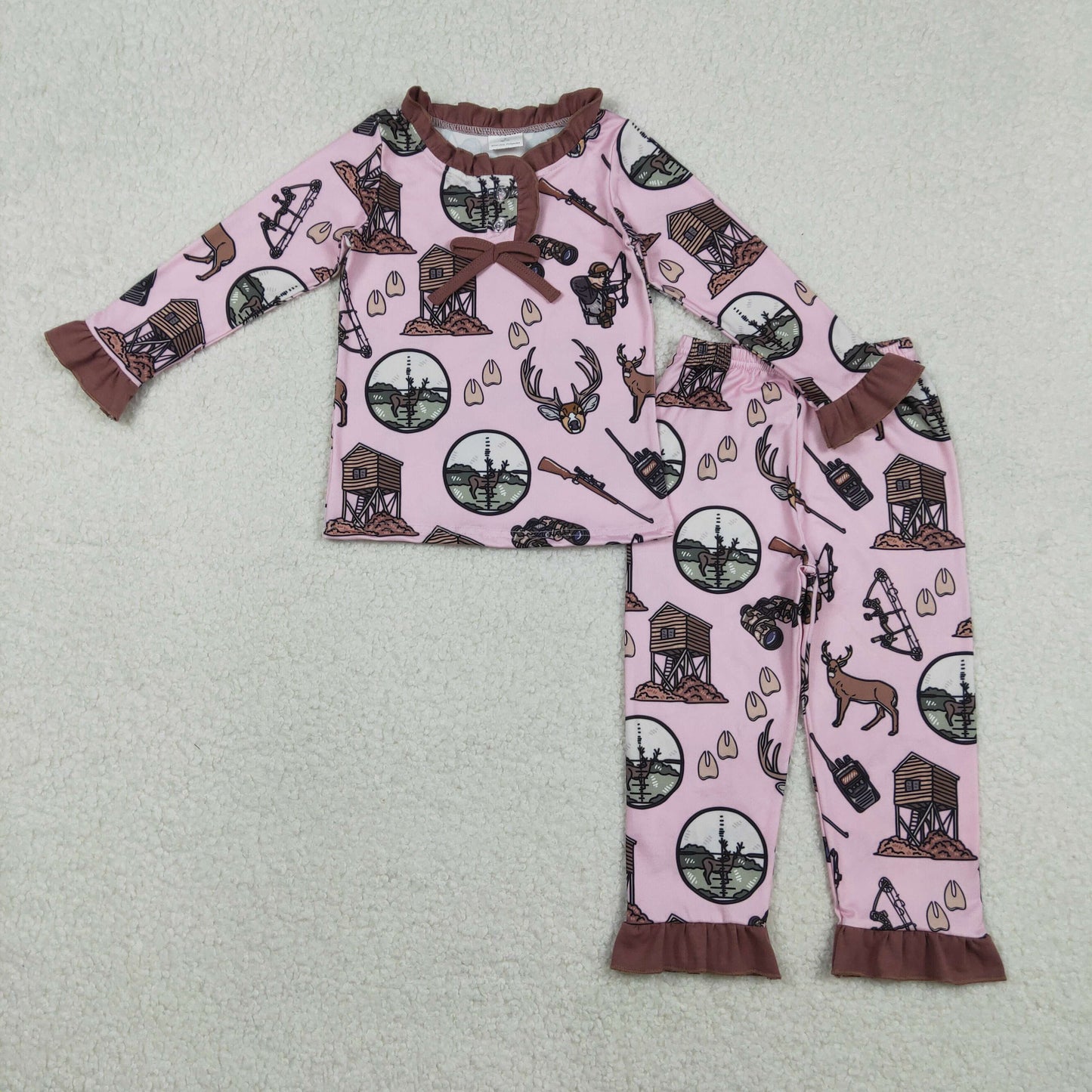 Sibling Baby Girls Boys Hunting Deer Long Sleeve Pajama Set