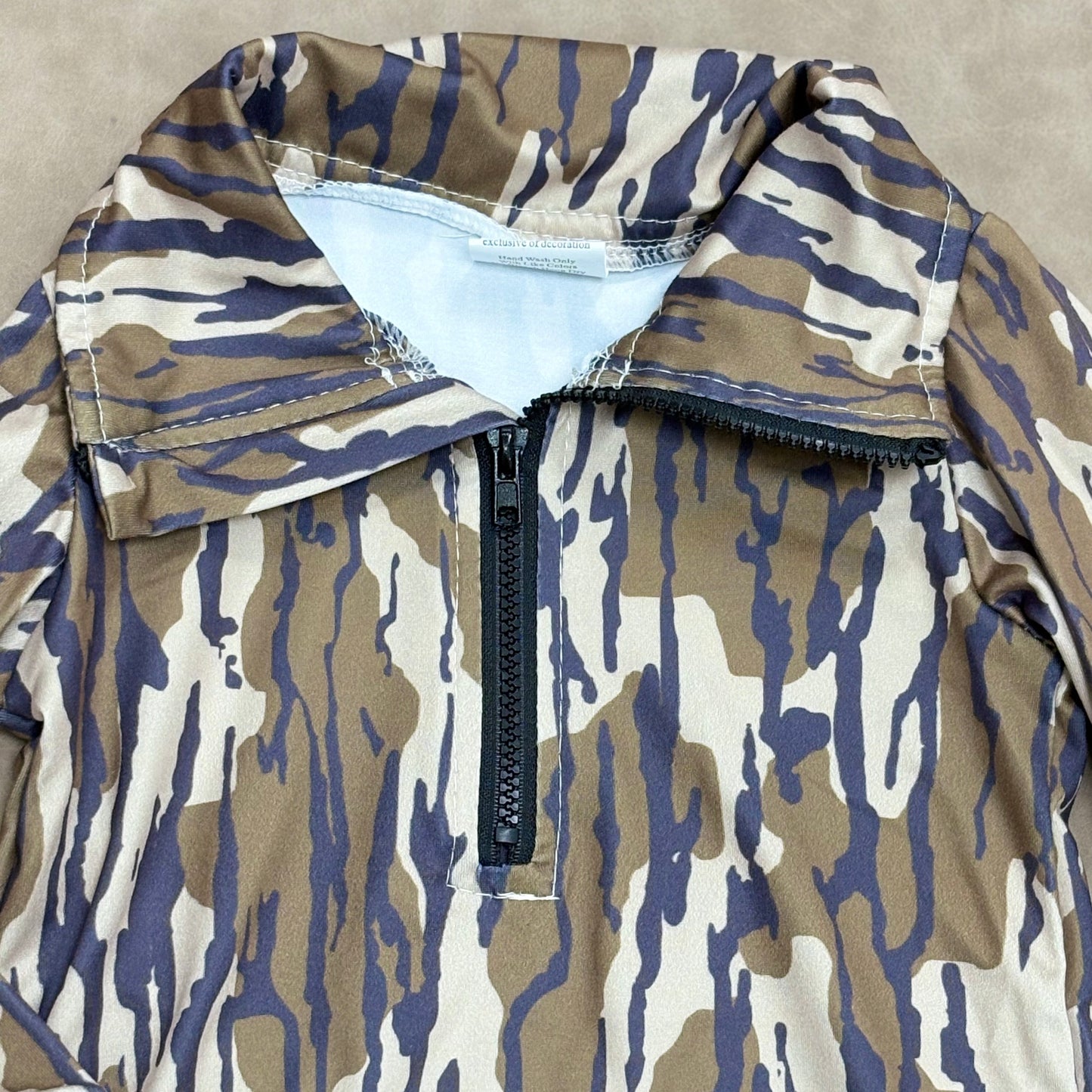 Kids Boys Sibling Hunting Camo Long Sleeve 1/2 Zippy Pullover Top