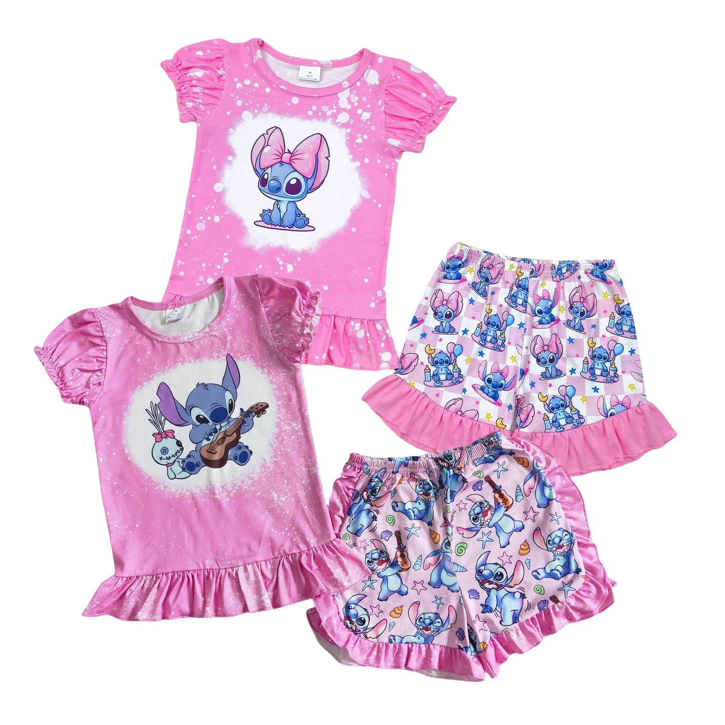 Summer Baby Girls Sibling Cartoon Animal Shorts Outfit