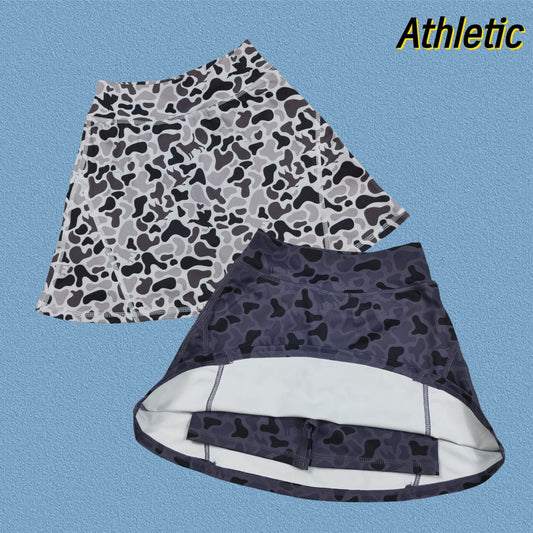 Kids Sibling Girls Grey Hunting Camo Yoga Skort