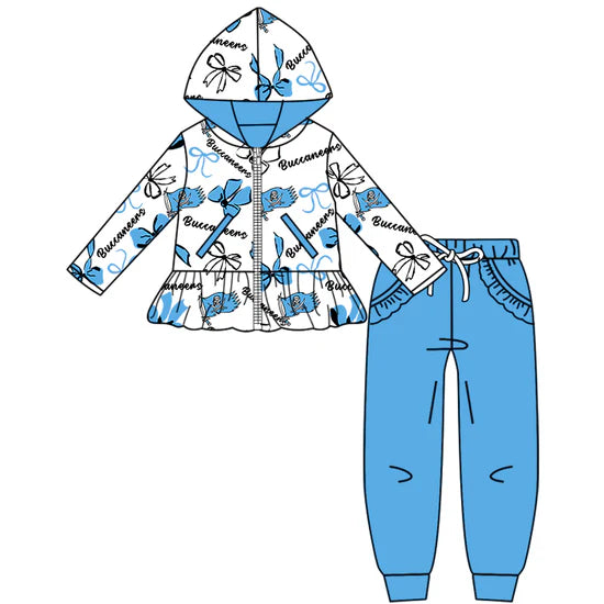 Preorder 5 MOQ Kids Sport Football Team Buccaneers Bow Matching Clothing