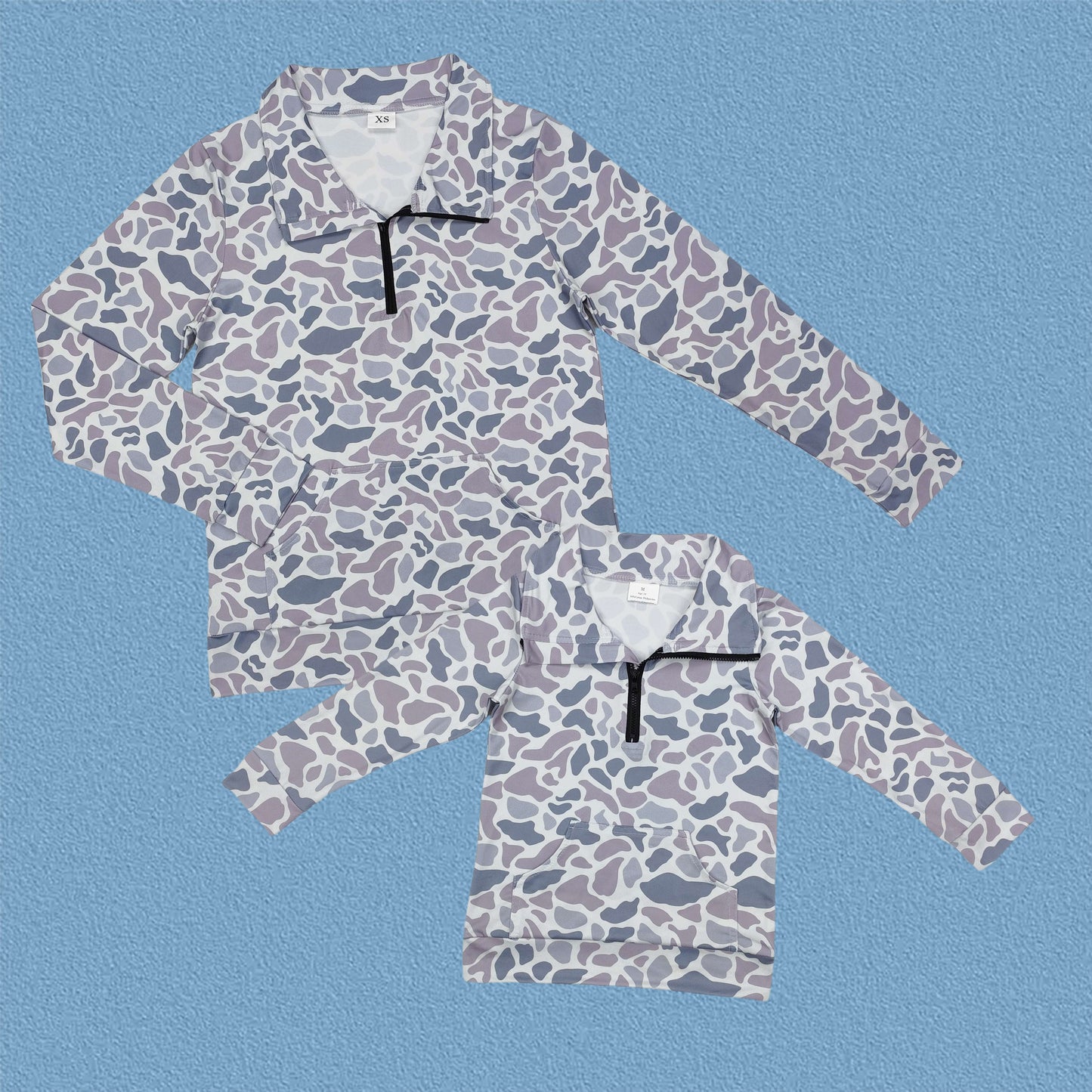 Mommy and Me  Old School Camo Half Zipper Long Sleeve Pullover Top