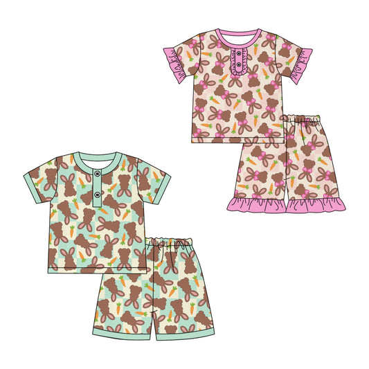 Preorder,5 MOQ Sibling Baby Easter Bunny Shorts Set