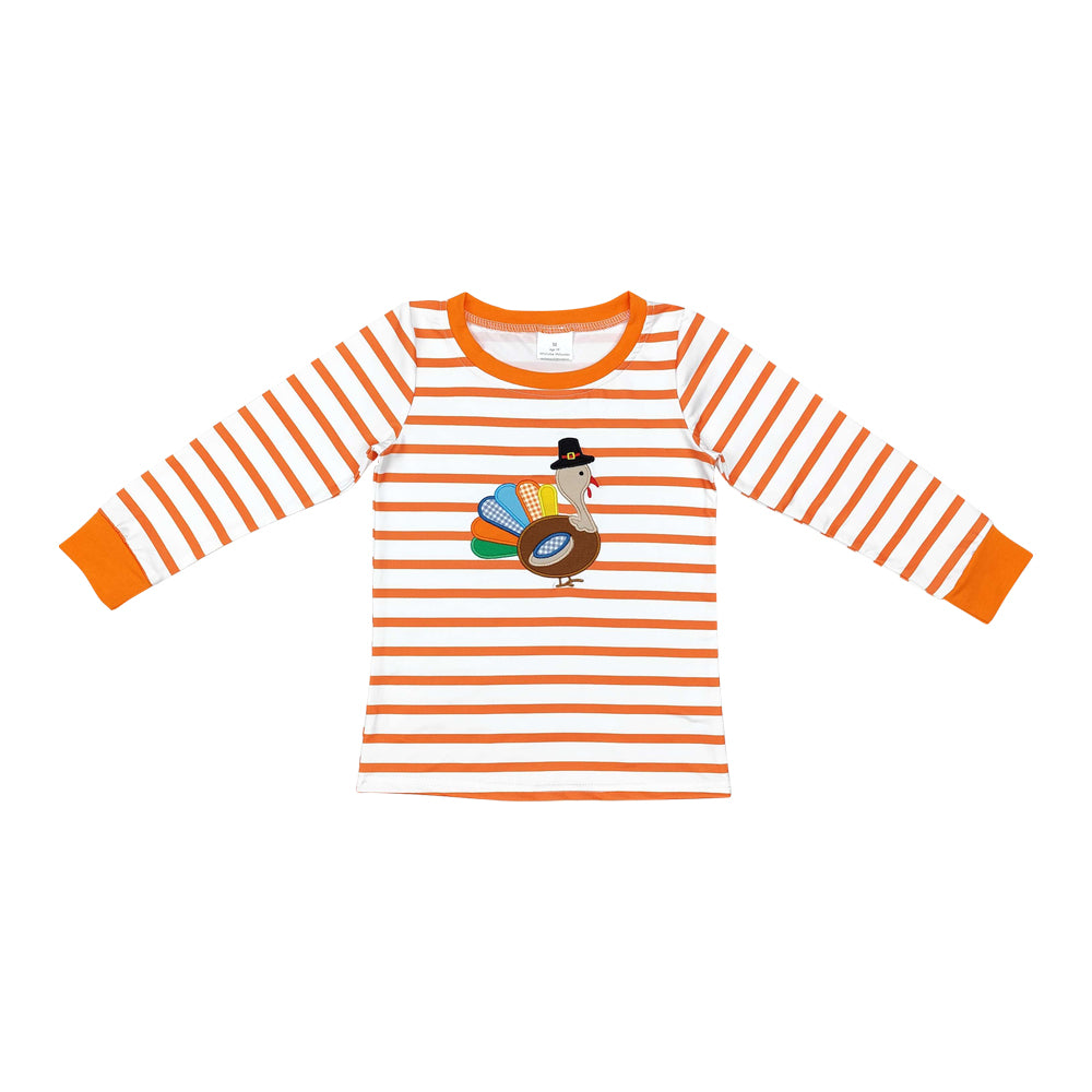 Baby Boys Thankgiving Turkey Orange Striped Top