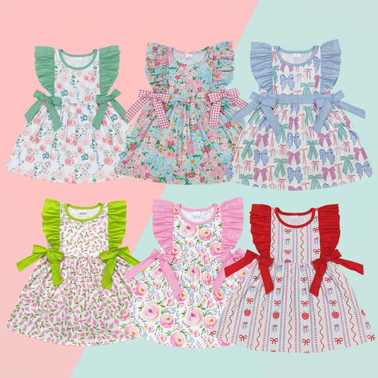 Baby Girls Summer Floral Dress With Bow