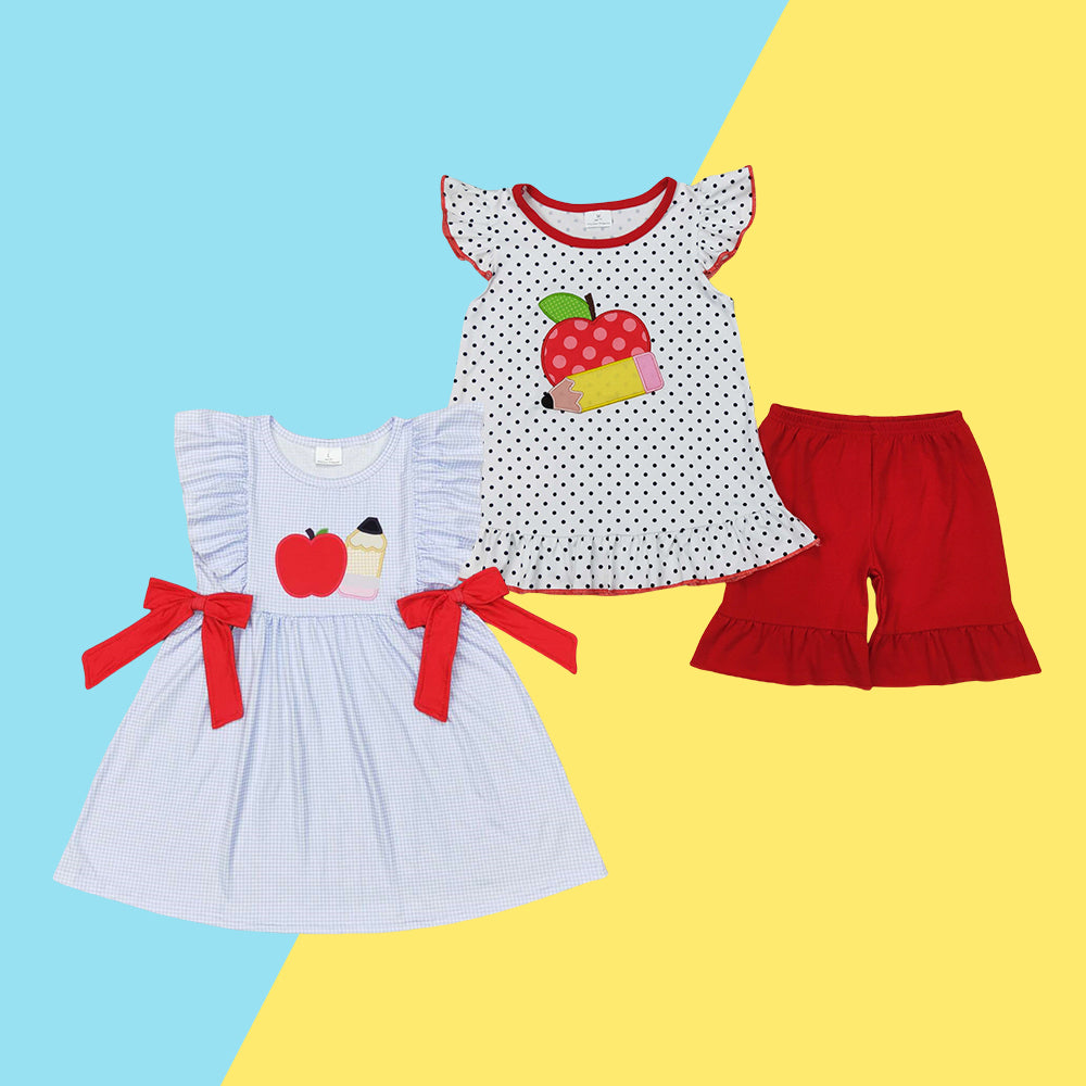 Baby Girls Pencil Apple Back To School  Outfit and Dress