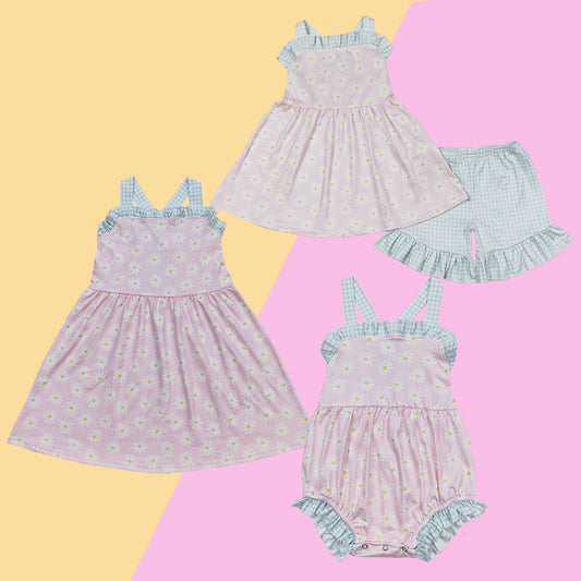 Summer Baby Girls Sibling Daisy Flower Pink Clothing