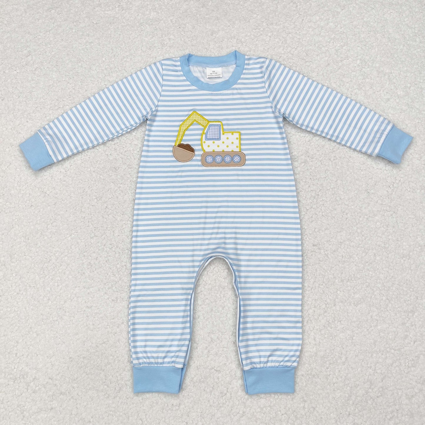 Newborn Baby Boys Embroidery Construction Romper