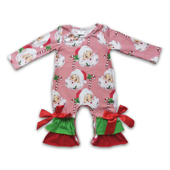 6 A2-30 Newborn Baby Girls Santa Red Striped Romper