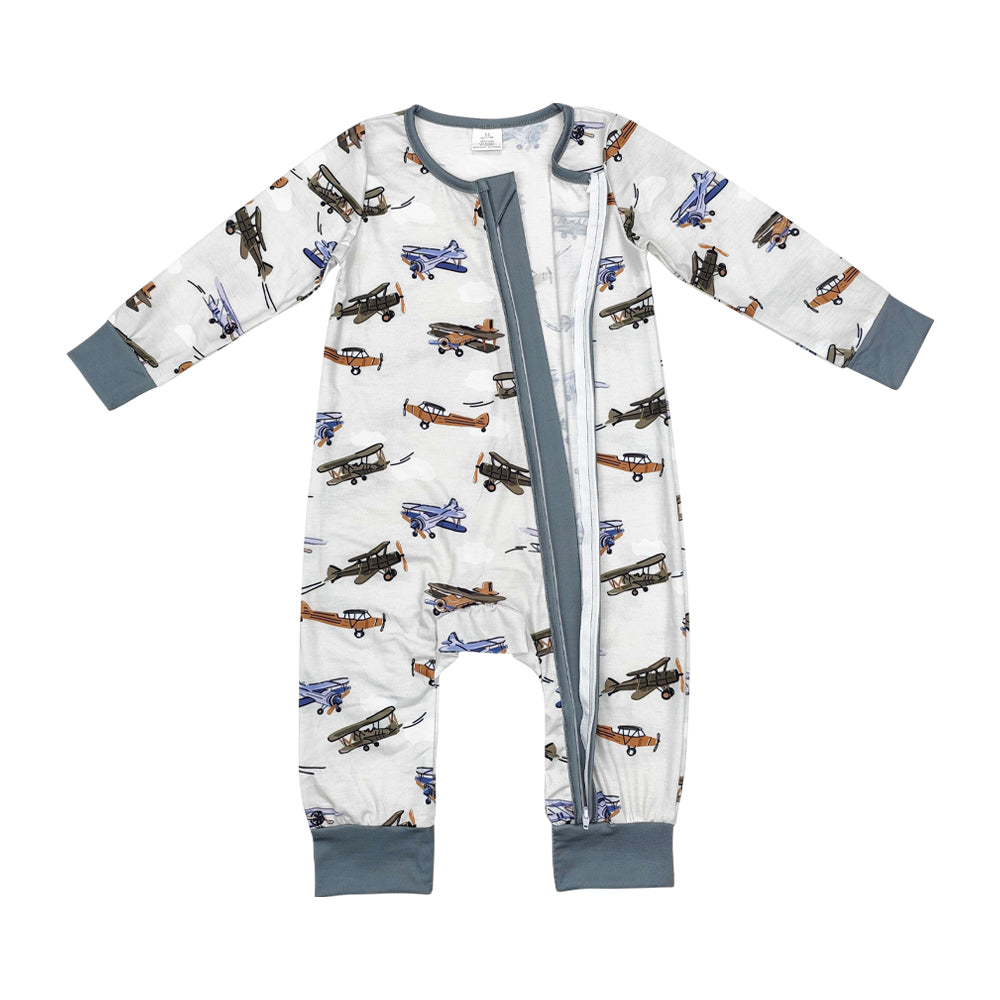 Baby Boys Airplane Long Sleeve Bamoo Romper