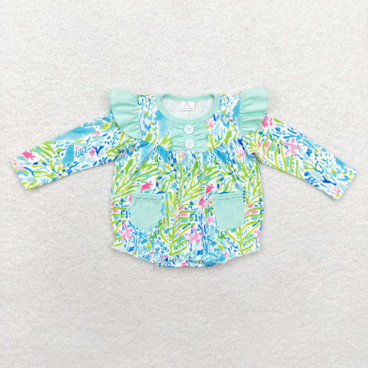 Baby Girls Colorful Tropical Floral Long Sleeve Dress