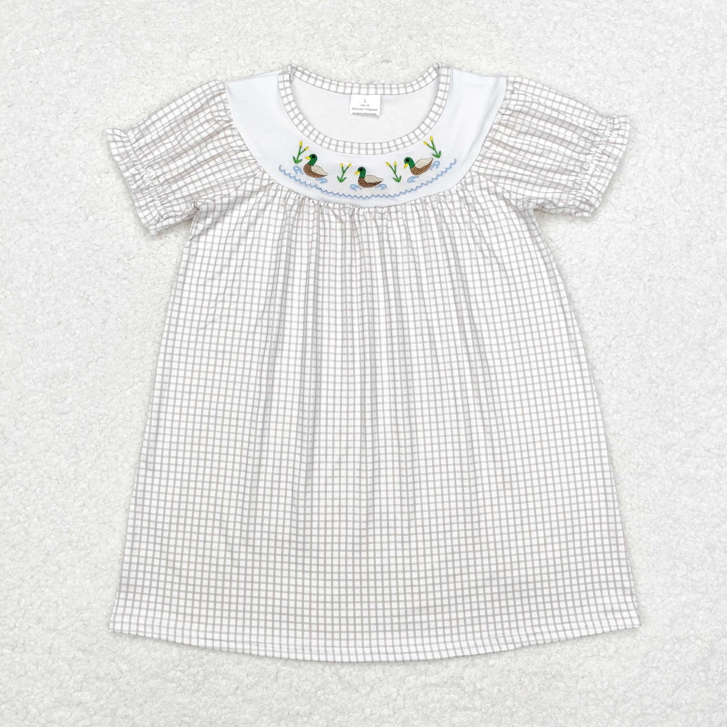 GSD1410 Baby Girls Mallard  Duck Short Sleeve Embroidery Dress