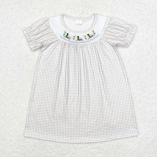 GSD1410 Baby Girls Mallard  Duck Short Sleeve Embroidery Dress