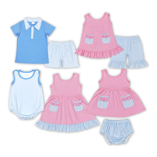 Sibling baby girls and boys summer clothing