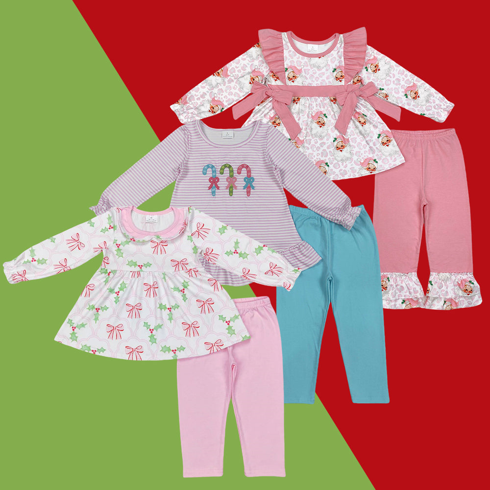 Baby Girls Christmas Long Sleeve Tunic Top With Pants Outfit