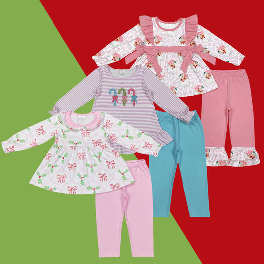 Baby Girls Christmas Long Sleeve Tunic Top With Pants Outfit