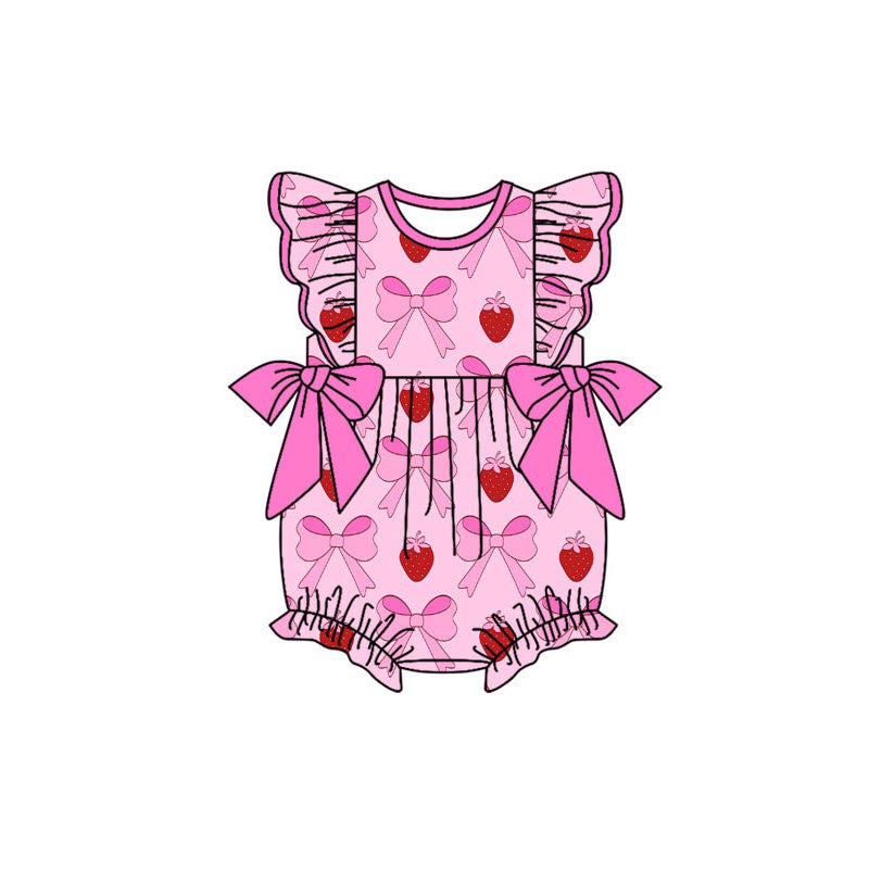 Preorder , 5 MOQ Baby Girls Strawberry  Bubble Romper Preorder