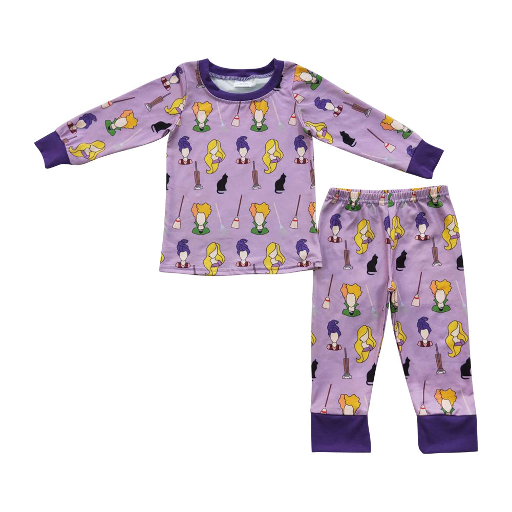 BLP0257 Baby Girls Halloween Purple Pajamas Set