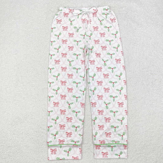 Adult Women Christmas Holly Bow Pants