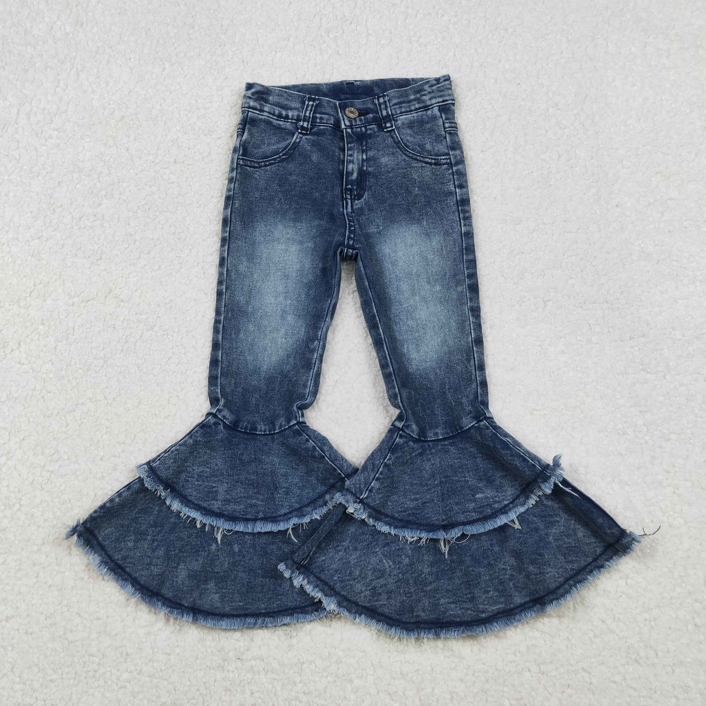 C5-15 USA Shop Baby girls  Light Blue Double Ruffle Denim Pants