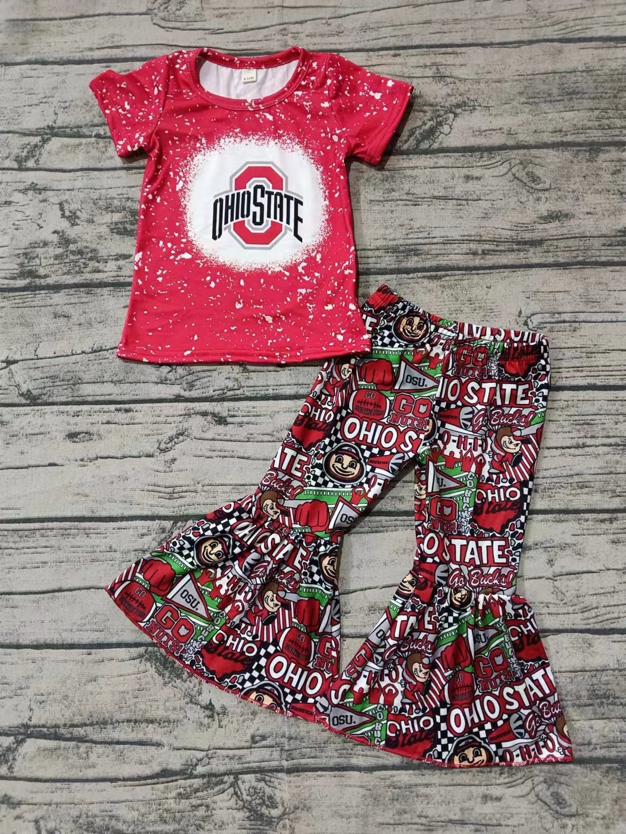 Baby Girls Sport Team Ohio State Bell Bottom Pats Set 5 MOQ Preorder