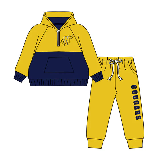 Preorder 5 MOQ Kids Sport Football Team   Cougars Bow Matching Clothing