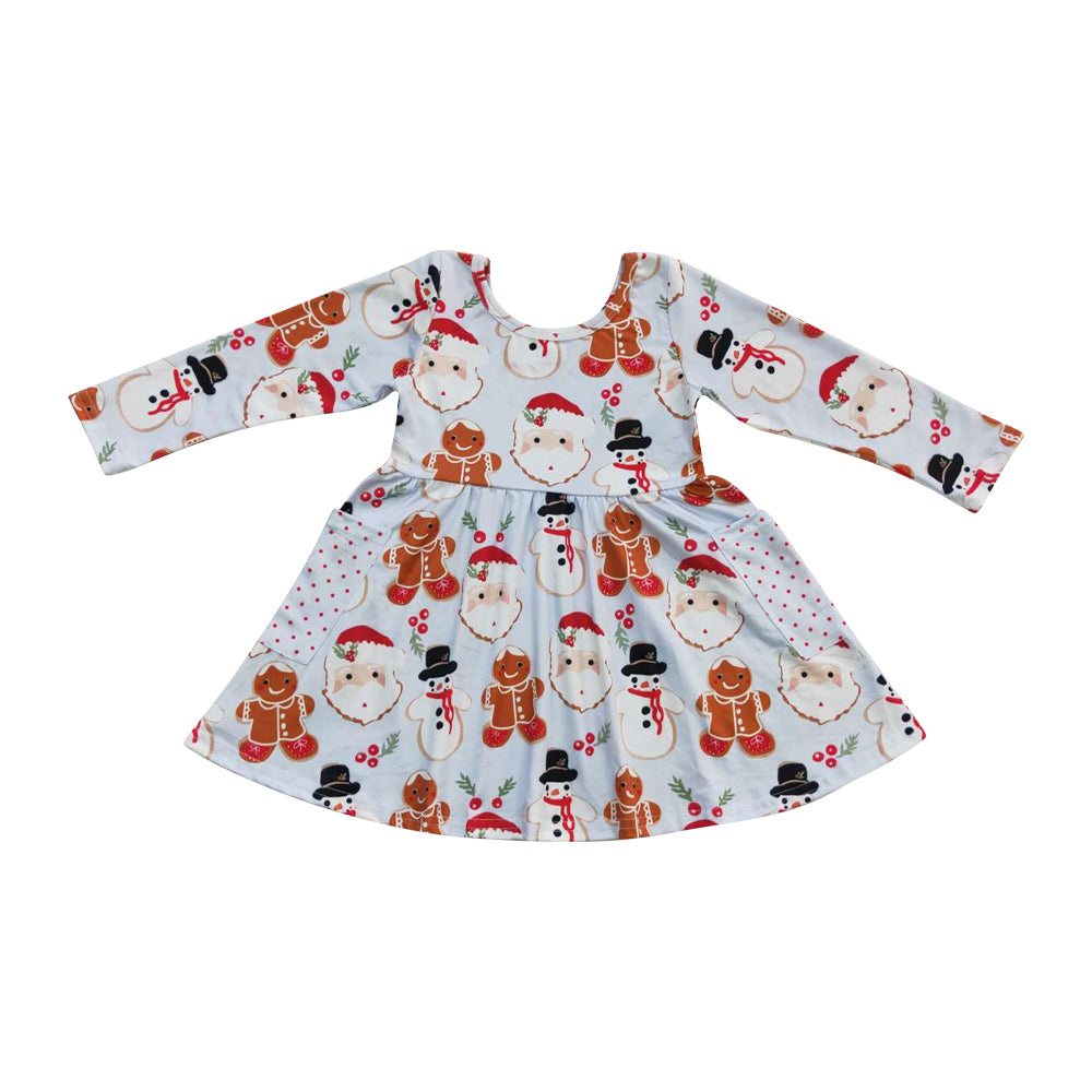 Kids Girls Christmas Santa Dress With Pocket