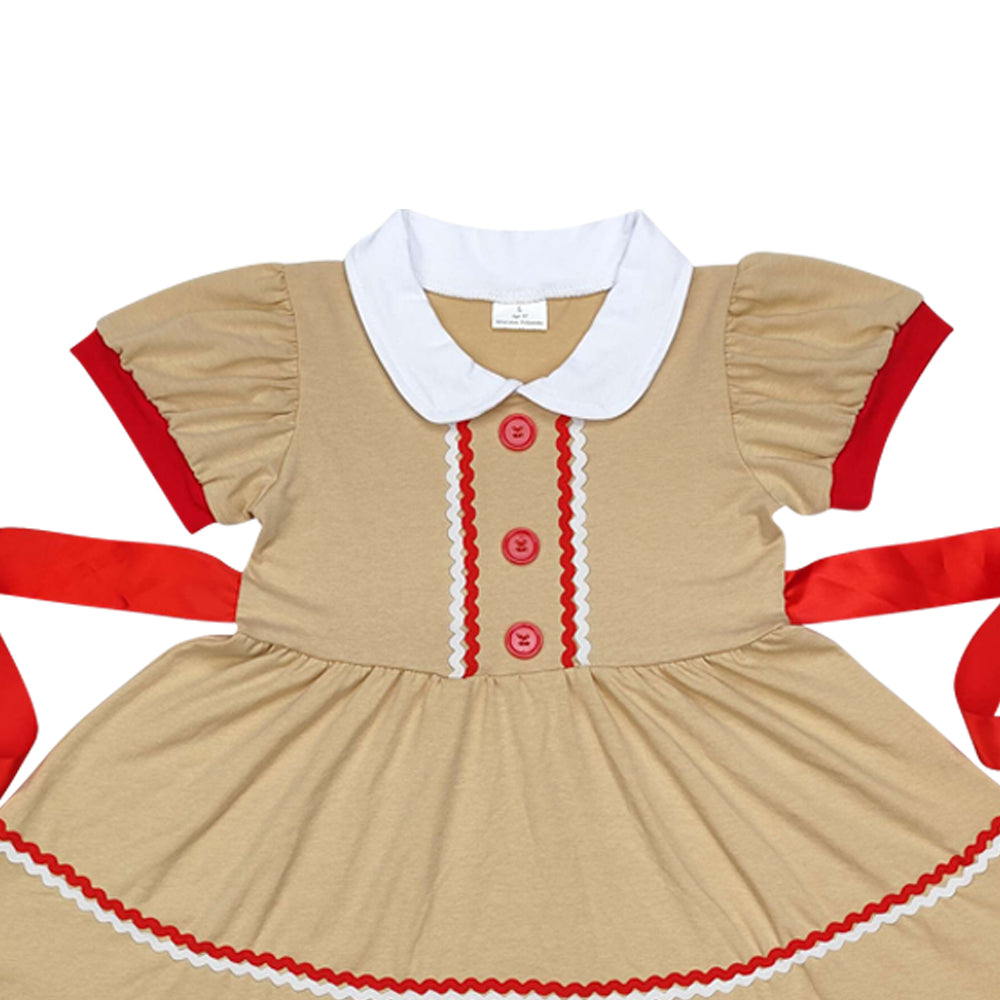 Baby Girls Chrismtas Gingerbread Dress With Belt