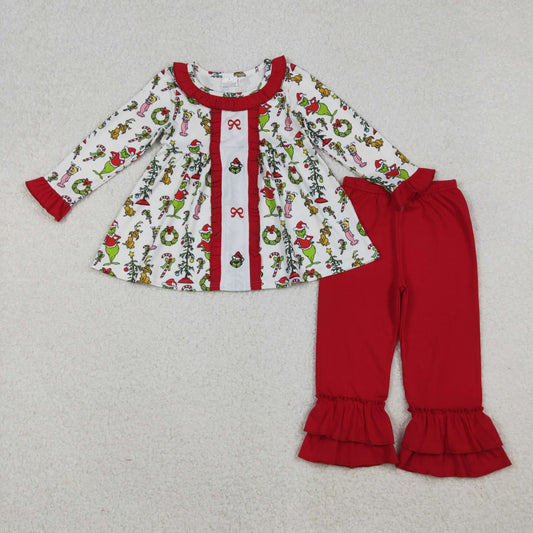 Kids Girls  Christmas Grinc Tunic Top With Pants Outfit