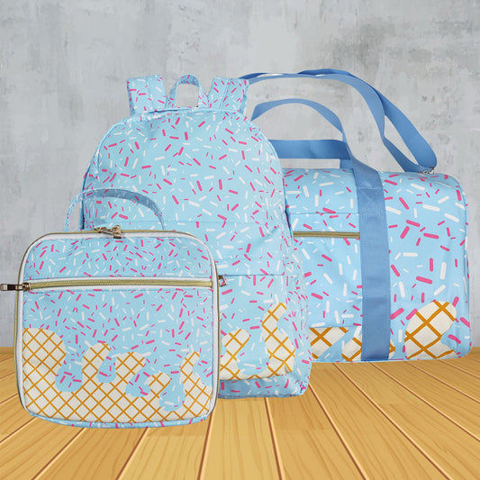 Sibling Blue Teams Ice Cream Drip Duffle Gym Backpacks Lunch Bags