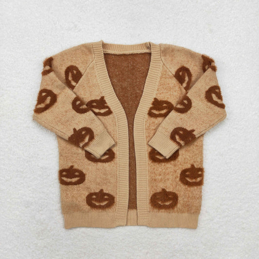 Kids Girls Halloween Pumpkin Cute Brown Coat Sweater