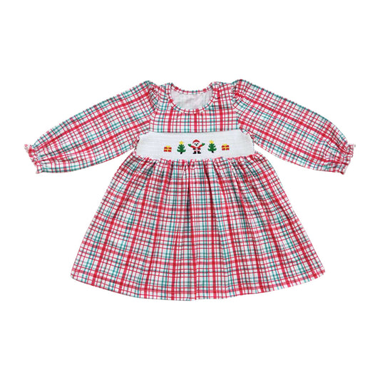 Baby Girls Christmas Red Plaid Santa Tree Dresses