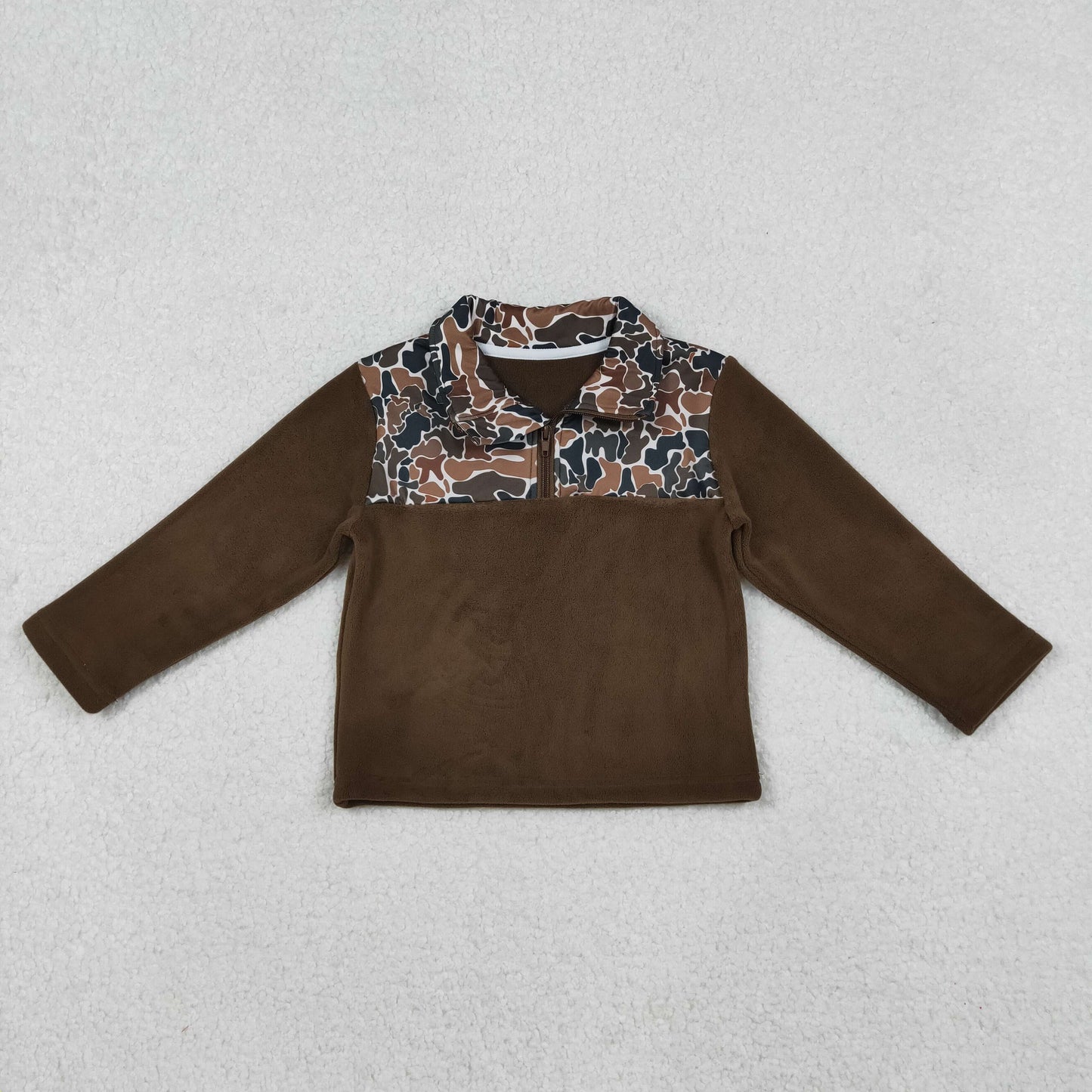 Baby Boys Camouflage Brown Long Sleeve Warm Zipper Pullvoer Top