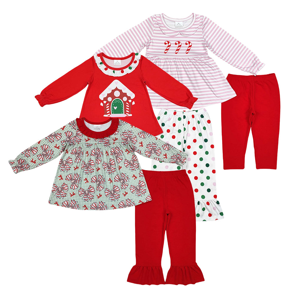 Baby Girls Christmas Candy Cane Tunic Top With  Pants Outfit