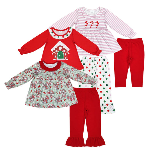 Baby Girls Christmas Candy Cane Tunic Top With  Pants Outfit