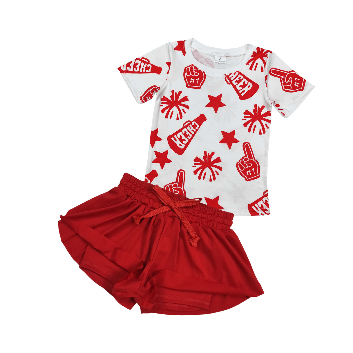 Kids Girls Summer Cheer Top Purple Yoga Shorts Set