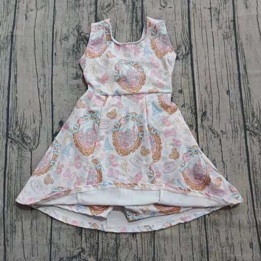 Preorder  5 MOQ，Kids Girls Cartoon Castle  Active Dress