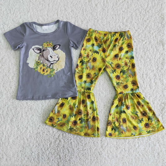 Sunflower Heifer Gray Top Pants Set