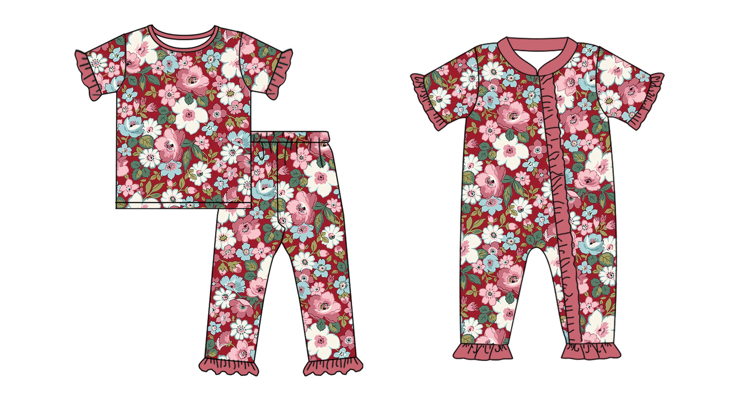 Toddler Baby Girls Sister Dinosaur Short Sleeve Pajama Set and Romper Preorder