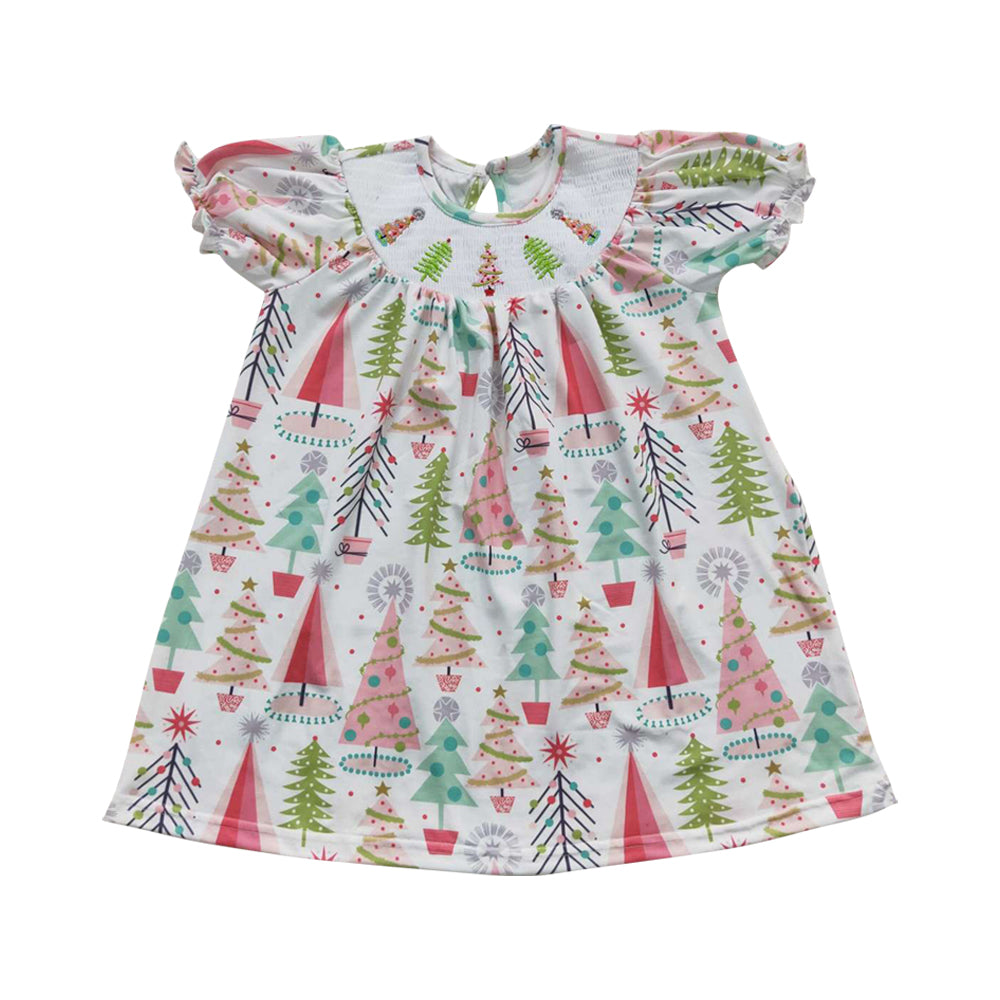 GSD0440 Baby Girls Christmas Tree Smock Dress