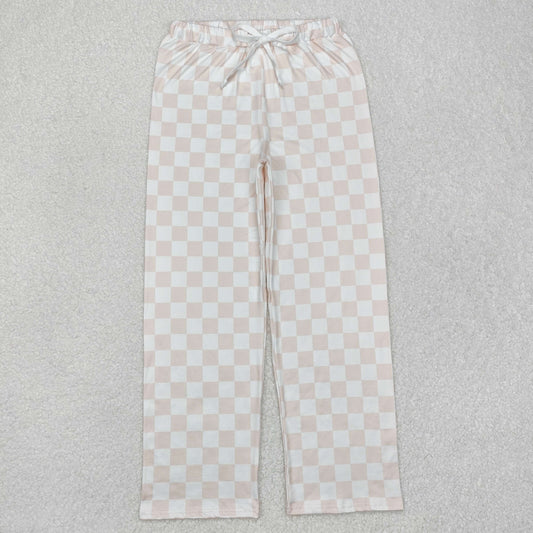 Adult Women Khaki Plaid Print Pants