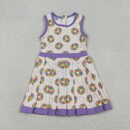 GSD2867 Kids Girls Mardi Gras Doughnut Active Dress