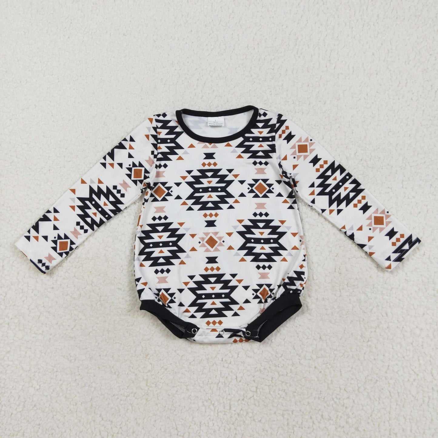 LR1822 Newborn Baby Boys Western Aztec Long Sleeve Romper