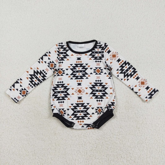 LR1822 Newborn Baby Boys Western Aztec Long Sleeve Romper